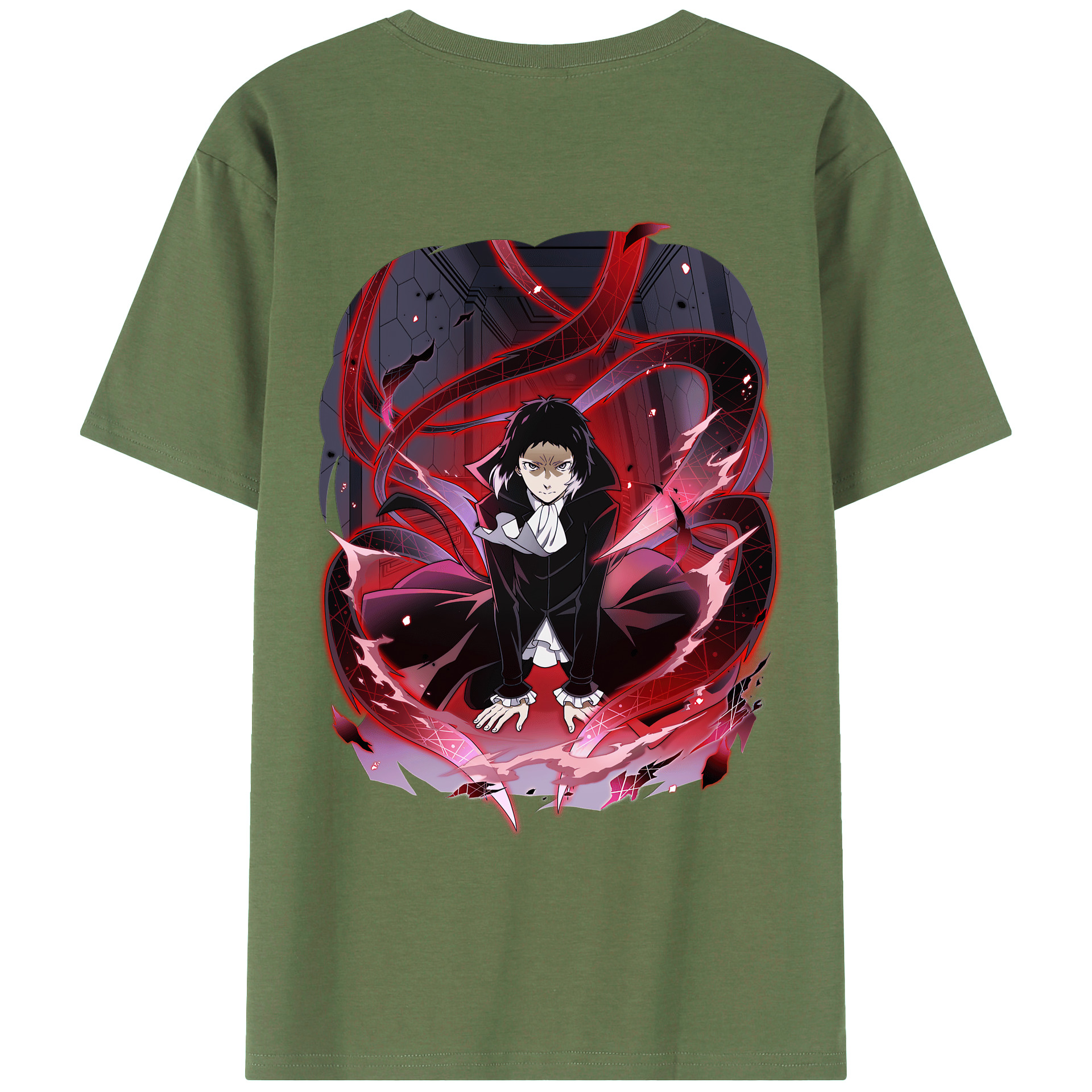 （画像用） 文豪ストレイドッグス Bungo Stray Dogs 綿100％ メンズ半袖Tシャツ（バックプリント） 通気性